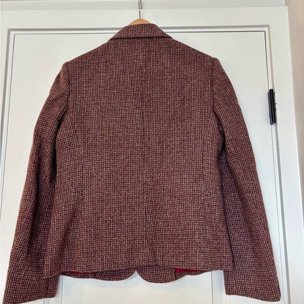Vintage JH Collectibles Wool Mohair Tweed Blazer burgundy cream Academia 10 - Picture 3 of 11